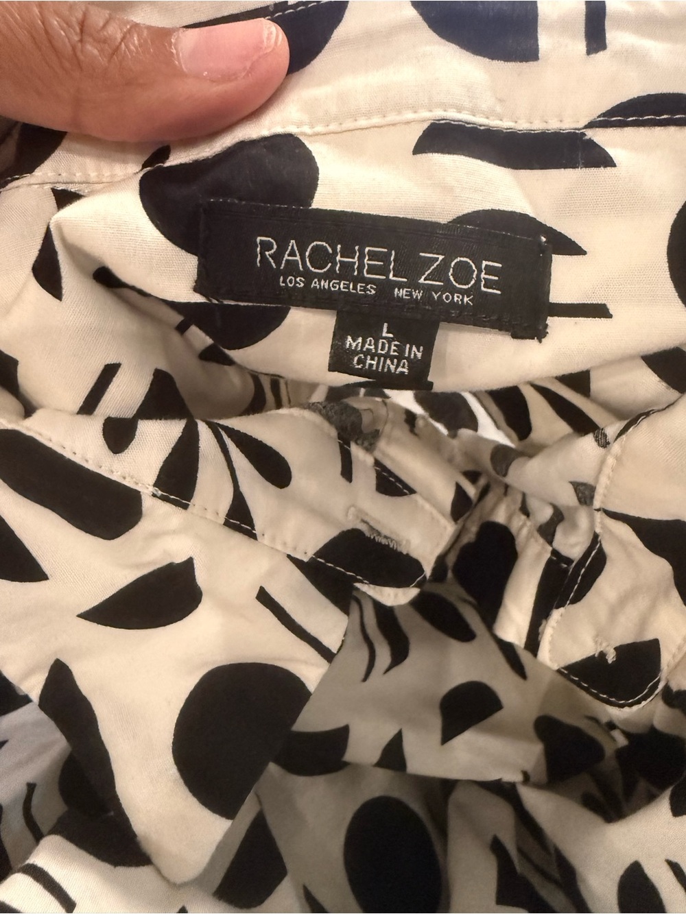 Rachel Zoe Black and White Geometric Print Long Sleeve Maxi Tiered Dress - Picture 7 of 7